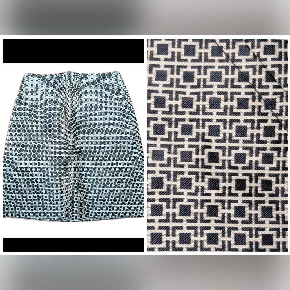 Nwt Women's Banana Republic Navy Geometric Jacquard Midi Skirt Size 4